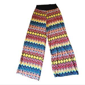 Vamp Colorful Palazzo Stretchy Wide Leg Pants Size Small